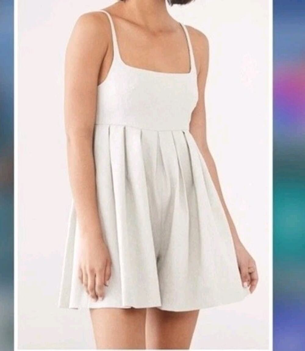 Rebecca Taylor Women's Linen Blend Romper Beige Jumpsuit 4 Resort Dress Pockets